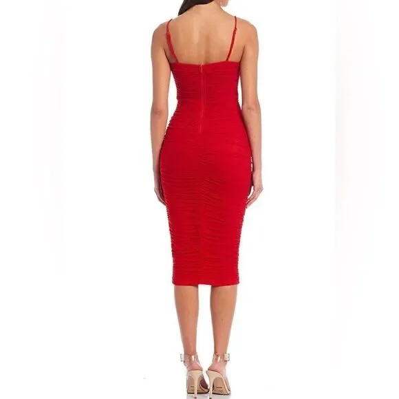 NWT MIDNIGHT DOLL Women. Spaghetti Straps Draped Red Dre’s. Back Zipper Size: 13 - Picture 3 of 7